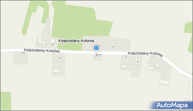 Księżostany-Kolonia, Księżostany-Kolonia, 10, mapa Księżostany-Kolonia