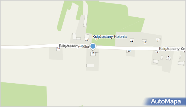 Księżostany-Kolonia, Księżostany-Kolonia, 13, mapa Księżostany-Kolonia