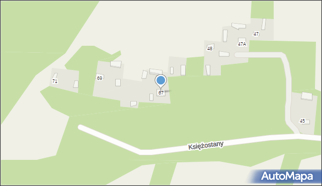 Księżostany-Kolonia, Księżostany-Kolonia, 67, mapa Księżostany-Kolonia