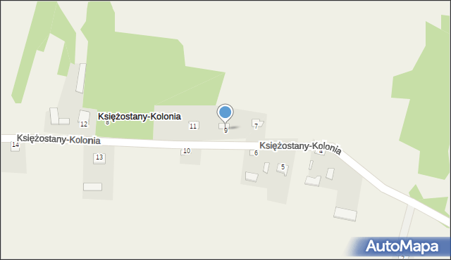 Księżostany-Kolonia, Księżostany-Kolonia, 9, mapa Księżostany-Kolonia