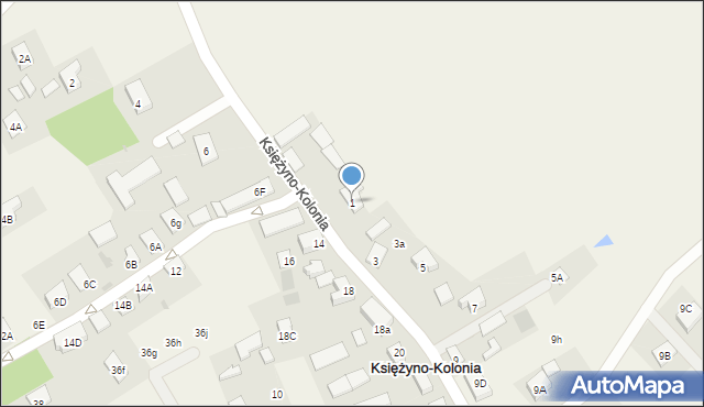 Księżyno-Kolonia, Księżyno-Kolonia, 1, mapa Księżyno-Kolonia