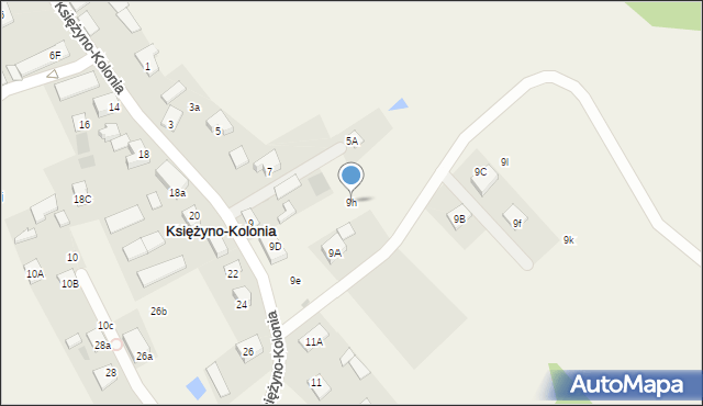 Księżyno-Kolonia, Księżyno-Kolonia, 9h, mapa Księżyno-Kolonia