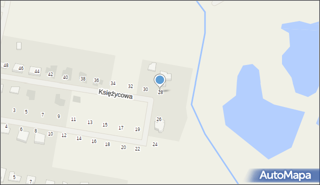 Kunice, Księżycowa, 28, mapa Kunice