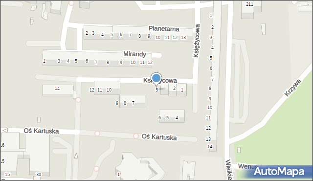 Legnica, Księżycowa, 3, mapa Legnicy