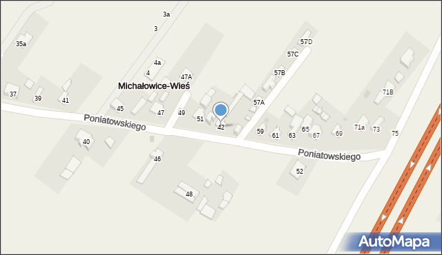 Michałowice-Wieś, Księcia Józefa Poniatowskiego, 42, mapa Michałowice-Wieś