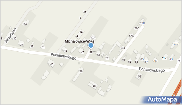 Michałowice-Wieś, Księcia Józefa Poniatowskiego, 49, mapa Michałowice-Wieś
