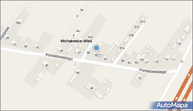 Michałowice-Wieś, Księcia Józefa Poniatowskiego, 51, mapa Michałowice-Wieś
