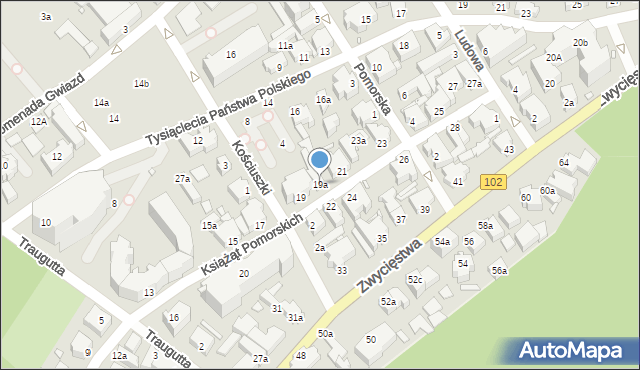 Międzyzdroje, Książąt Pomorskich, 19a, mapa Międzyzdroje