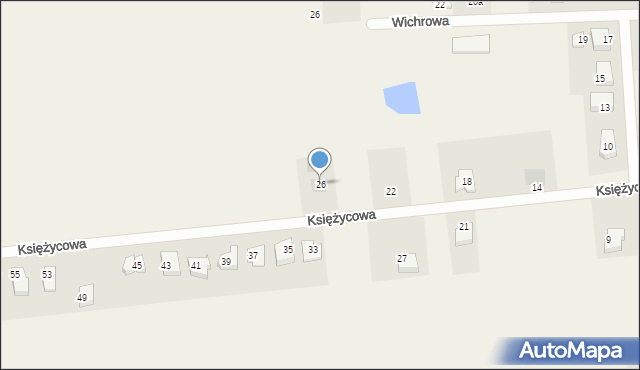 Mosty, Księżycowa, 26, mapa Mosty