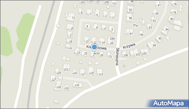 Mrągowo, Księżycowa, 27, mapa Mrągowo