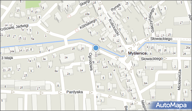 Myślenice, Księcia Józefa Poniatowskiego, 11, mapa Myślenice