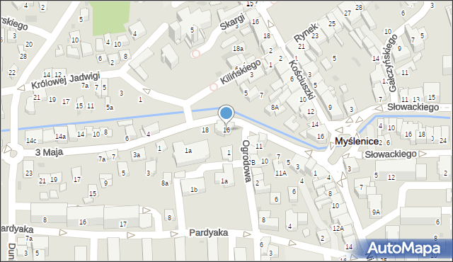 Myślenice, Księcia Józefa Poniatowskiego, 16, mapa Myślenice