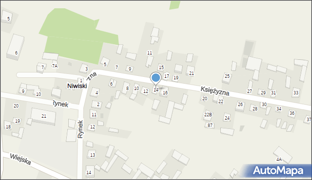 Niwiski, Księżyzna, 14, mapa Niwiski