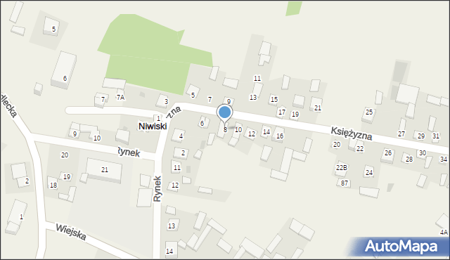 Niwiski, Księżyzna, 8, mapa Niwiski