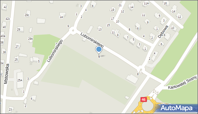 Olsztyn, Księcia Lubomirskiego Jerzego, 6, mapa Olsztyna