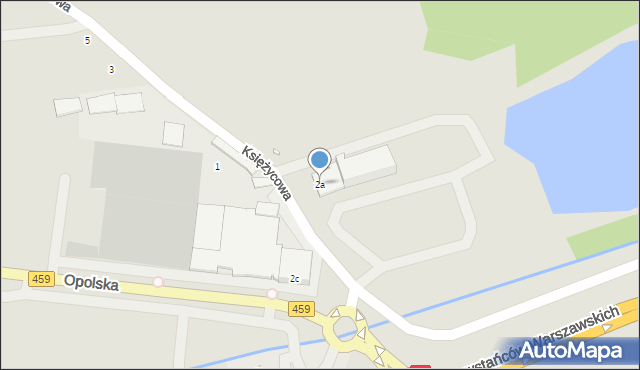 Opole, Księżycowa, 2a, mapa Opola