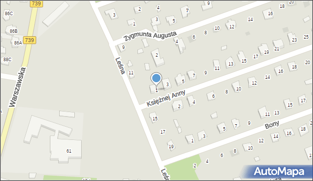 Osieck, Księżnej Anny, 1, mapa Osieck