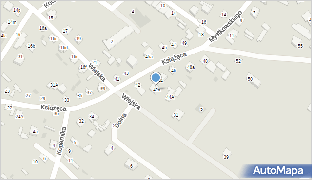 Ostrów Mazowiecka, Książęca, 42a, mapa Ostrów Mazowiecka