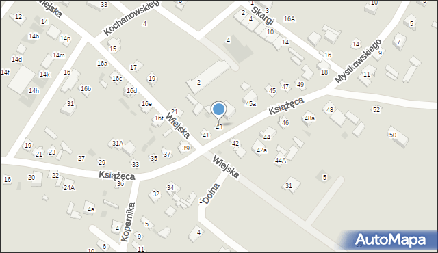 Ostrów Mazowiecka, Książęca, 43, mapa Ostrów Mazowiecka