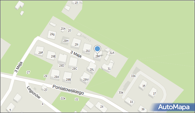 Otwock, Księcia Józefa Poniatowskiego, 29K, mapa Otwock