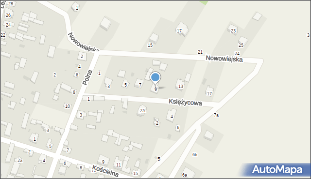 Piasek, Księżycowa, 9, mapa Piasek