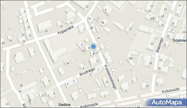 Pszczyna, Księcia Józefa Poniatowskiego, 8, mapa Pszczyny