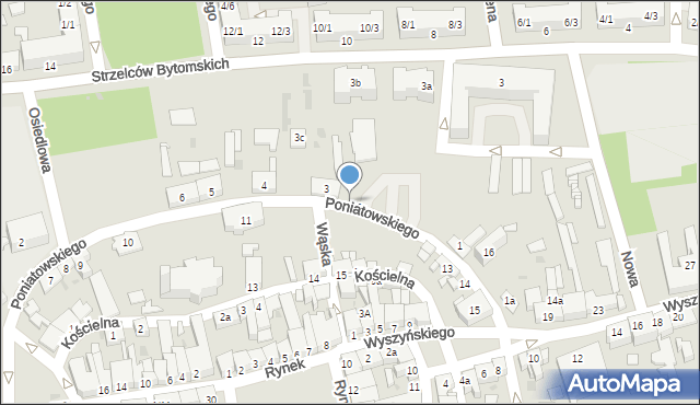 Pyskowice, Księcia Józefa Poniatowskiego, 3a, mapa Pyskowice