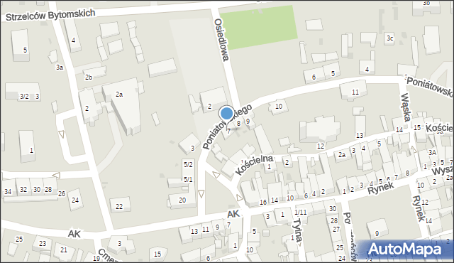 Pyskowice, Księcia Józefa Poniatowskiego, 7, mapa Pyskowice