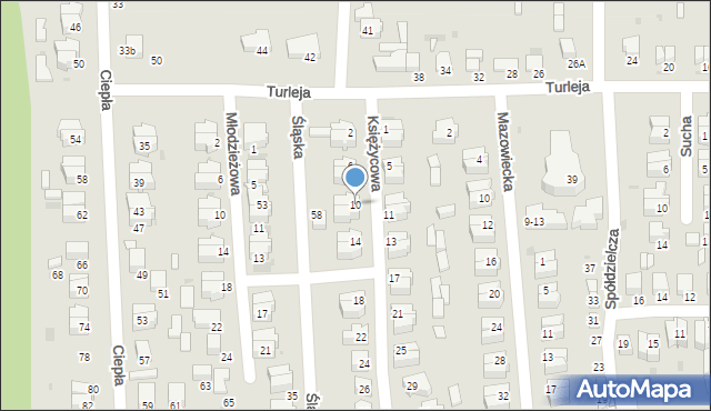 Radomsko, Księżycowa, 10, mapa Radomsko