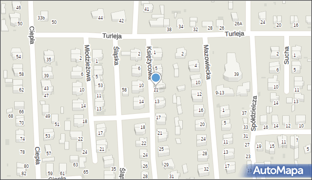 Radomsko, Księżycowa, 11, mapa Radomsko