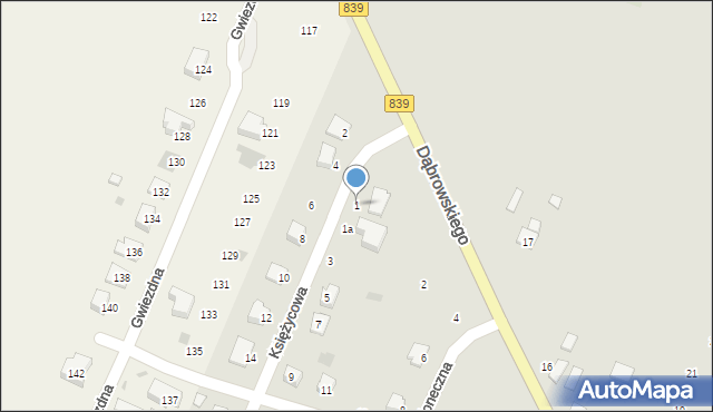 Rejowiec, Księżycowa, 1, mapa Rejowiec