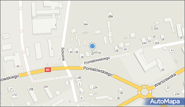 Różan, Księcia Józefa Poniatowskiego, 32, mapa Różan