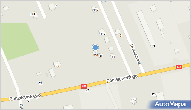 Różan, Księcia Józefa Poniatowskiego, 66a, mapa Różan