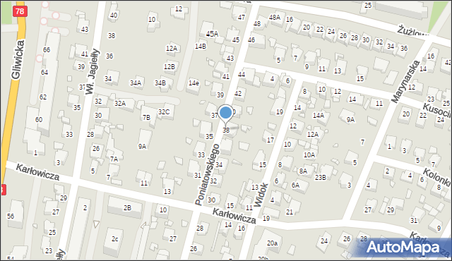 Rybnik, Księcia Józefa Poniatowskiego, 38, mapa Rybnika