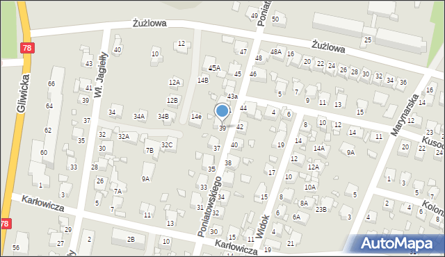 Rybnik, Księcia Józefa Poniatowskiego, 39, mapa Rybnika