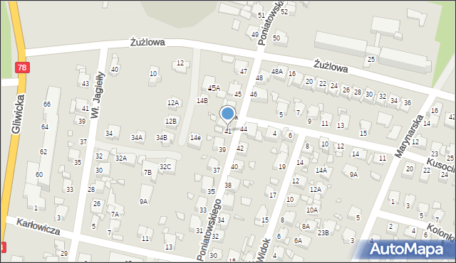 Rybnik, Księcia Józefa Poniatowskiego, 41, mapa Rybnika