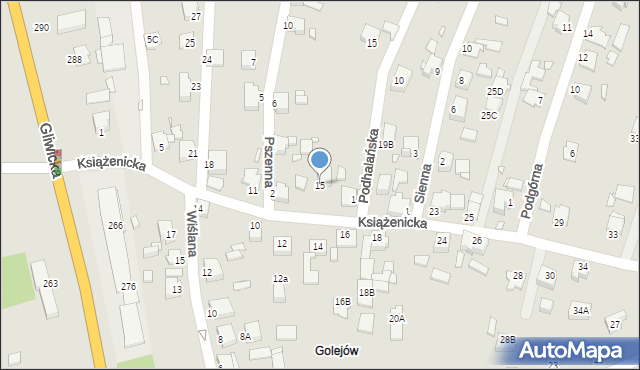 Rybnik, Książenicka, 15, mapa Rybnika