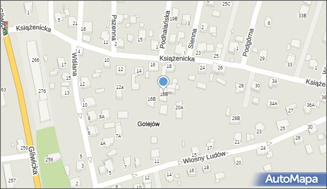 Rybnik, Książenicka, 18B, mapa Rybnika