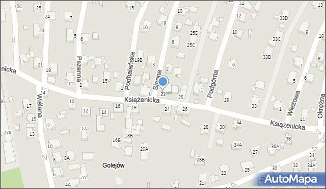 Rybnik, Książenicka, 23, mapa Rybnika