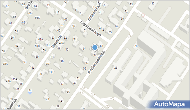 Siedlce, Księcia Józefa Poniatowskiego, 61, mapa Siedlce