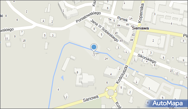 Sieniawa, Księcia Józefa Poniatowskiego, 1, mapa Sieniawa