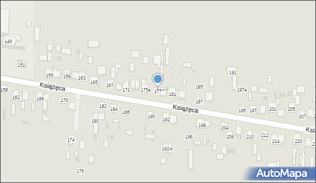 Skarżysko-Kamienna, Książęca, 177, mapa Skarżysko-Kamienna