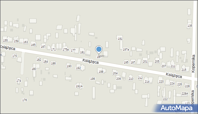 Skarżysko-Kamienna, Książęca, 187, mapa Skarżysko-Kamienna