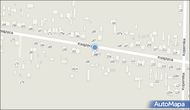 Skarżysko-Kamienna, Książęca, 198, mapa Skarżysko-Kamienna