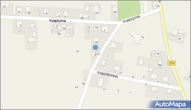 Służewo, Księżyzna, 1f, mapa Służewo