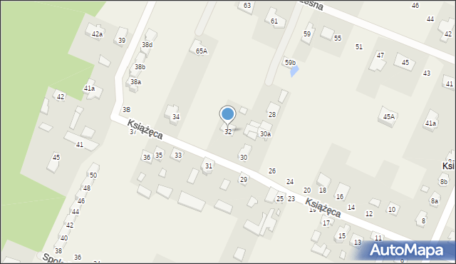 Stojadła, Książęca, 32, mapa Stojadła