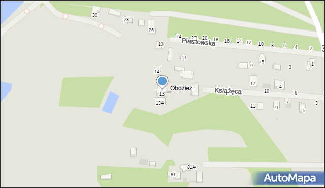 Sulejów, Książęca, 13, mapa Sulejów