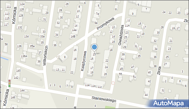 Swarzędz, Księżycowa, 13, mapa Swarzędz