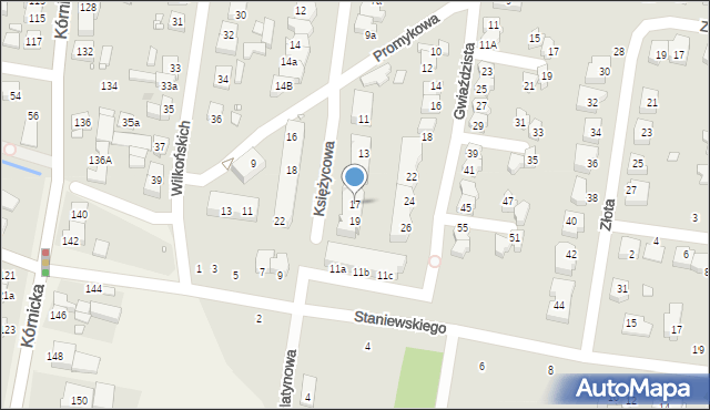 Swarzędz, Księżycowa, 17, mapa Swarzędz