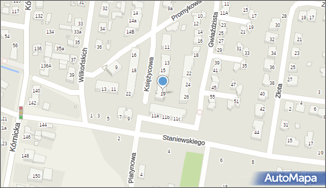 Swarzędz, Księżycowa, 19, mapa Swarzędz